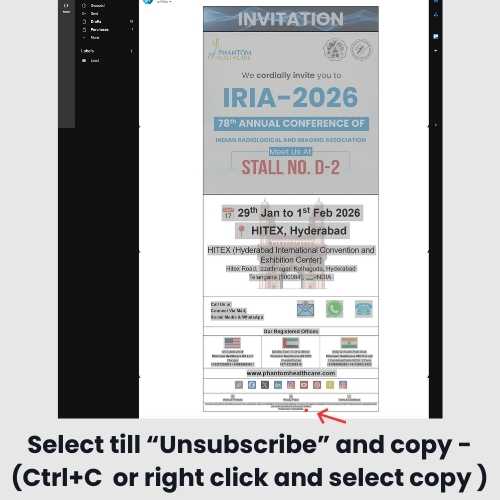 Select till Unsubscribe and copy using Ctrl+C or right click